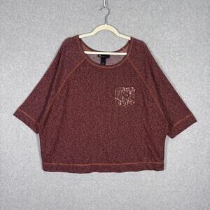 Lane Bryant Sweater 18 20 Burgundy Sequin Metallic Shimmery Stretch Copper Comfy